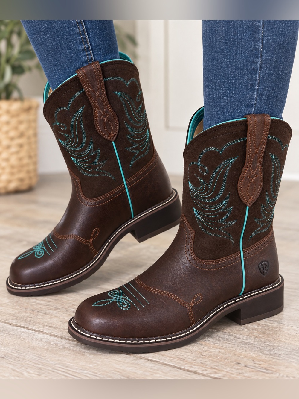 Ariat Fatbaby Heritage Dapper Boots Women’s 10C Wide Brown Turquoise